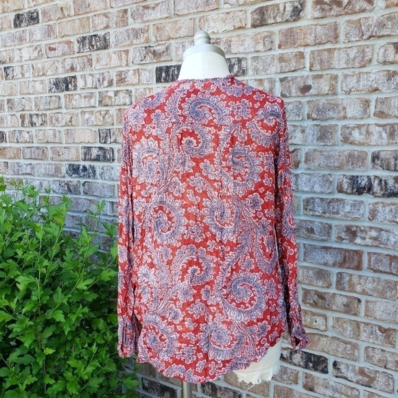 Lucky Brand Paisley Button Down Shirt Red M - Picture 4 of 9